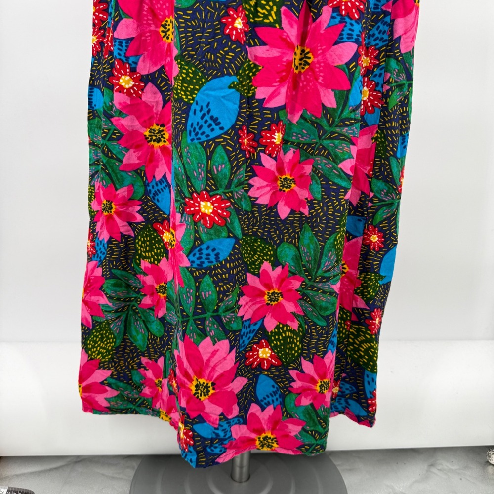 Patrons of Peace Floral Maxi Skirt Pink Blue Tropical High Belt Womens Medium - Picture 11 of 15
